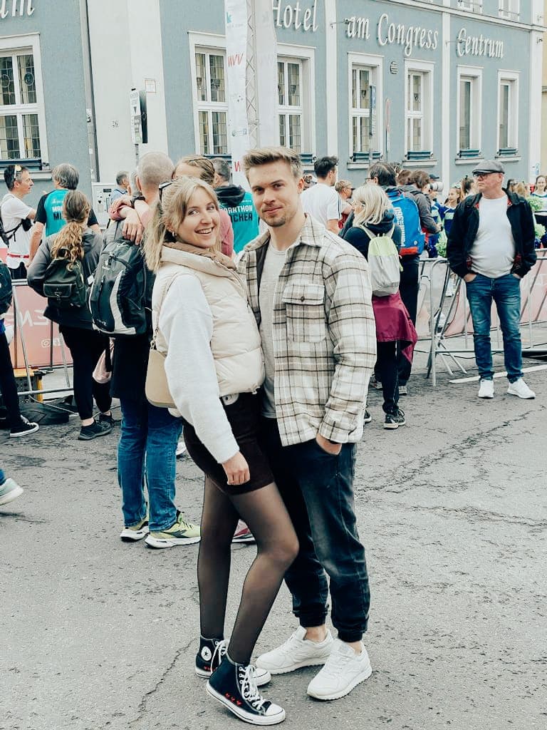David und Sarah-Michelle an der Marathonstrecke in Würzburg